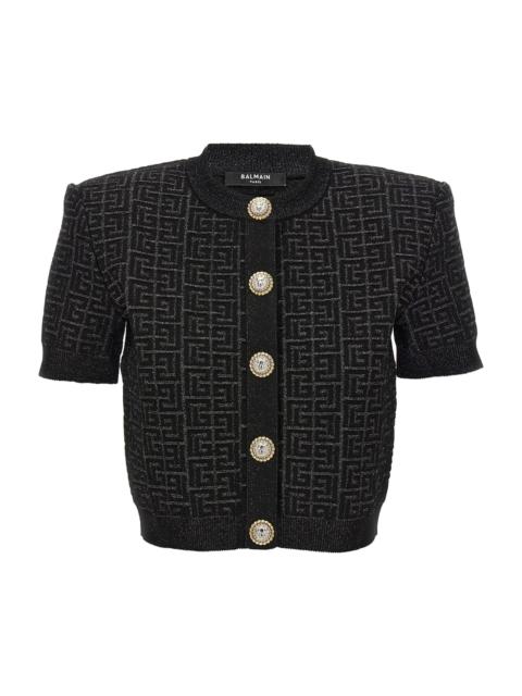 Balmain 'monogram' Cropped Cardigan