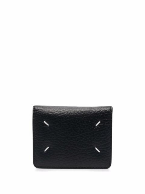 Maison Margiela Maison Margiela Women Black Bifold Wallet With Stitching Detail And Key Ring In Grained Leather Woma