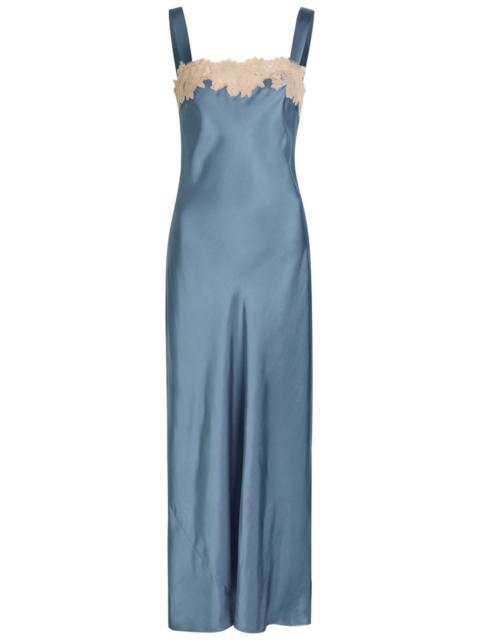 RIXO Rixo Rosamarie Lace-trim Satin Midi Slip Dress