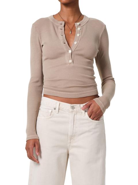 Citizens of Humanity Citizens of Humanity Varra Rib Henley in Sand Atlas Medium Brown at Nordstrom