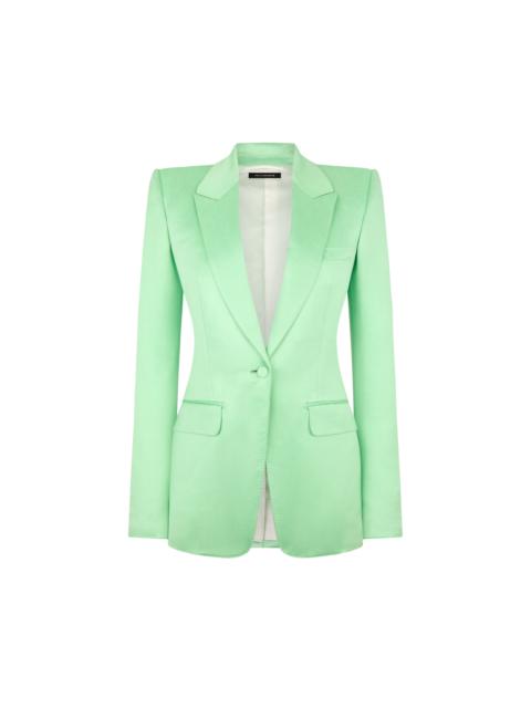TOM FORD WASHED COTTON SILK BLEND DUCHESSE SINGLE BREASTED JACKET