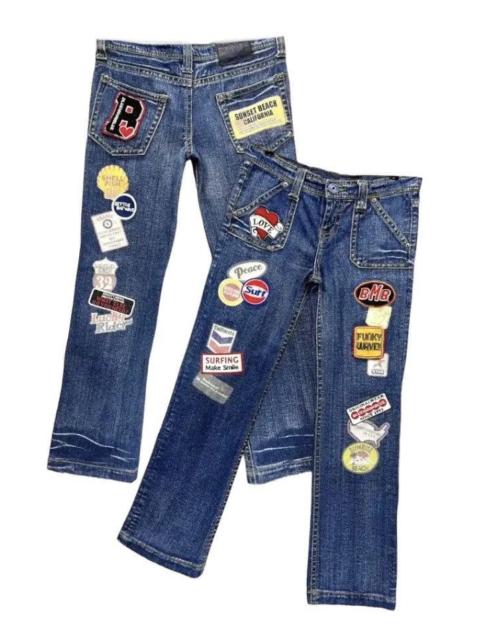 Other Designers Vintage - 🌙 BLUE MOON BLUE Embroidered Printed Patches Low Rise Slim