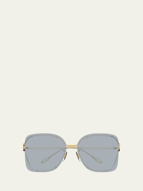 GUCCI Rimless Square Metal Sunglasses