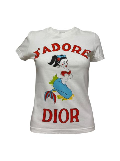 Dior CHRISTIAN DIOR Spring Summer 2002 Cartoon "J'ADORE DIOR" Mermaid T-Shirt