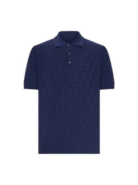FENDI FENDI Dark Blue Cotton Polo Shirt New & Authentic (Men's siz