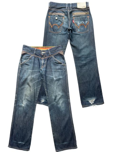 Other Designers Vintage Edwin Distressed Rusty Straight Denim Jeans 33x33
