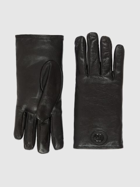Leather gloves with Double G