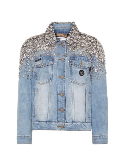 crystal-embellished denim jacket