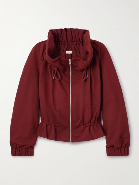 Dries Van Noten Oversized Gathered Cotton-jersey Zip-up Sweatshirt