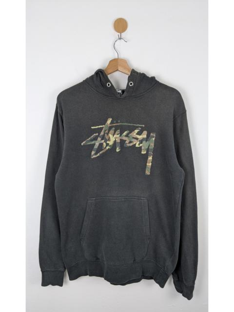 Other Designers Vintage - Vintage Stussy Camo Signature Logo Hoodie Sweater
