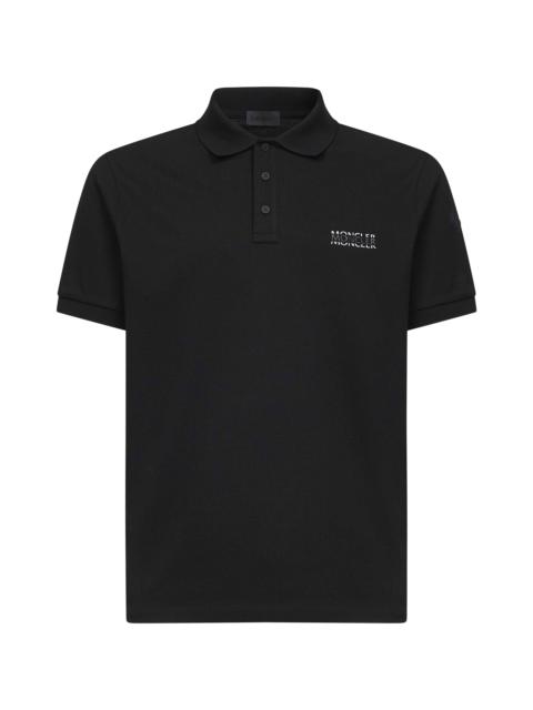 Moncler Moncler Men Black Cotton Pique Logo Polo Shirt
