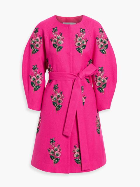 CAROLINA HERRERA Embroidered wool-gabardine coat