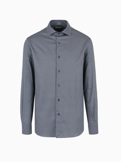 EMPORIO ARMANI Printed-pattern stretch cotton shirt