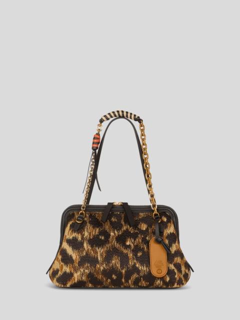 Etro SMALL RAFFIA DOC BAG WITH ANIMAL EMBROIDERY