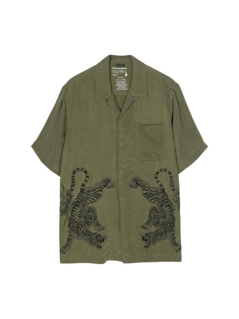 MAHARISHI tiger-embroidered short-sleeve shirt