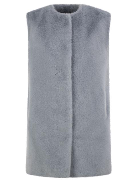 Herno Herno Women Long Faux Fur-Effect Gilet With Round Neckline
