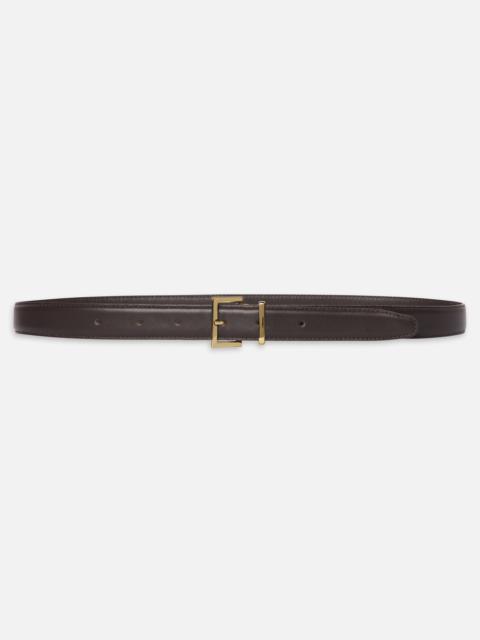 FRAME The Leather Square Buckle Belt in Dark Brown