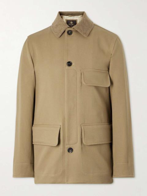 Barth Caban Felt and Leather-Trimmed Cotton-Gabardine Jacket