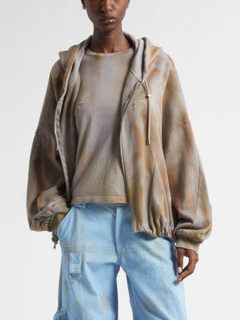Collina Strada Collina Strada Tie Dye Fleece Zip-Up Hoodie in Reishi Aurora at Nordstrom