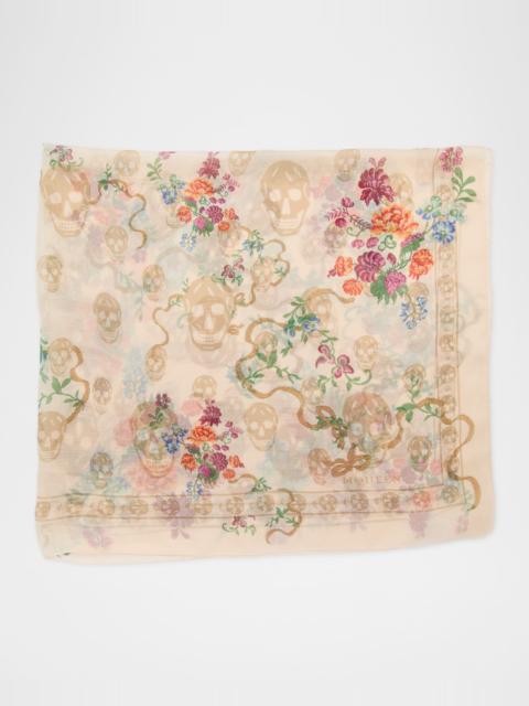 Alexander McQueen Floral Skull Silk Scarf