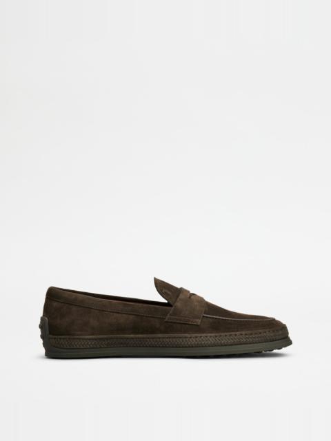 Tod's LOAFERS IN SUEDE - BROWN