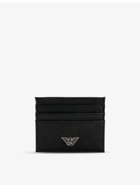 EMPORIO ARMANI Logo-embellished faux-leather card holder