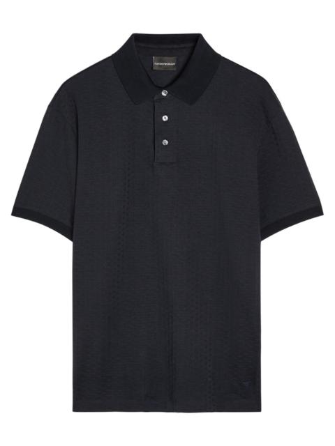 EMPORIO ARMANI Emporio Armani Jacquard Logo-embroidered Cotton Polo Shirt
