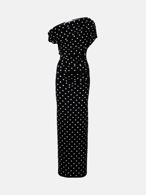self-portrait Polka-dot asymmetric maxi dress