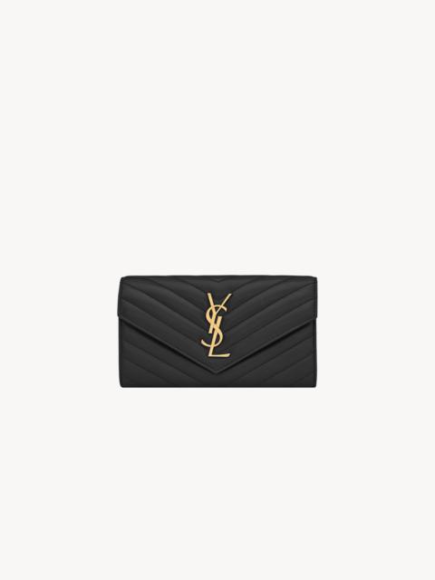 SAINT LAURENT CASSANDRE MATELASSÉ LARGE FLAP WALLET IN LAMBSKIN