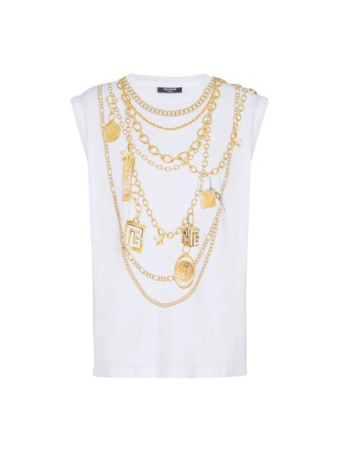 Balmain Trompe Loeil Necklace Print Tee