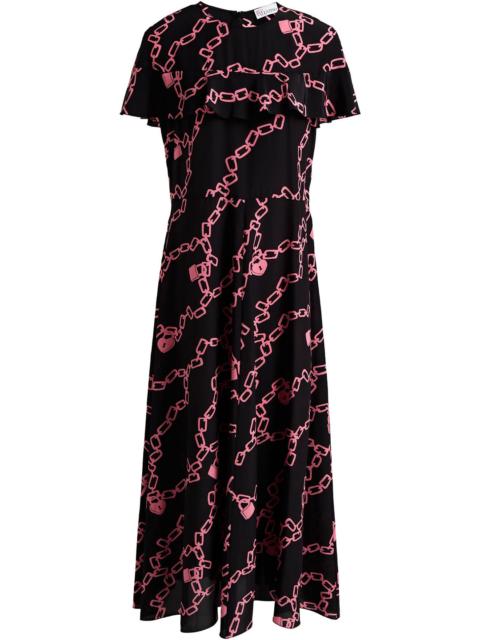 REDValentino Cape-effect printed silk crepe de chine midi dress