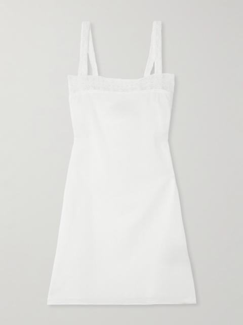 FAITHFULL Lace-trimmed Cotton-poplin Mini Dress