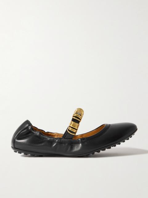 Tod's Embellished Leather Ballet Flats