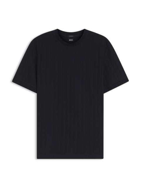 BOSS VERTICAL-STRIPE T-SHIRT IN MERCERISED COTTON