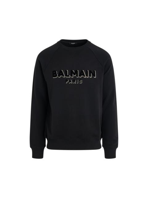 Balmain Balmain Flock & Foil Sweatshirt in Black/Gold