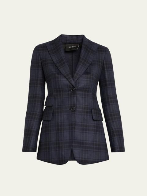 AKRIS Percival Check Wool Double-Face Single-Breasted Jacket