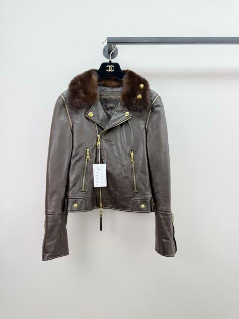 Louis Vuitton Louis Vuitton Leather Fur Collar Jacket