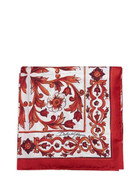 Dolce & Gabbana Dolce & Gabbana Women Orange Maiolica-Print Silk Twill Scarf