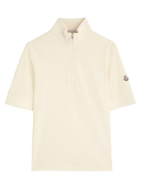 Half-zip piqué cotton T-shirt