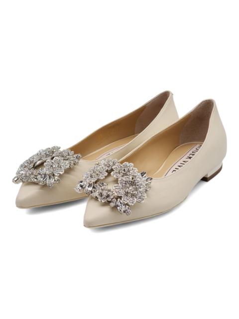 Roger Vivier Roger Vivier Flower Strass Leather Ballet Flats - Leather - Ivory