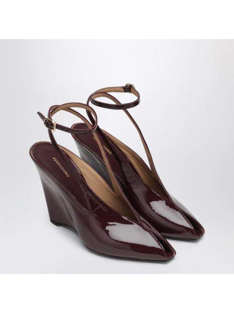FERRAGAMO Ferragamo Peep Toe Wedge Sandals In Bordeaux Women
