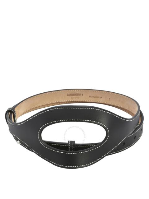 Burberry Ladies Black Leather Cut-Out Detail Belt