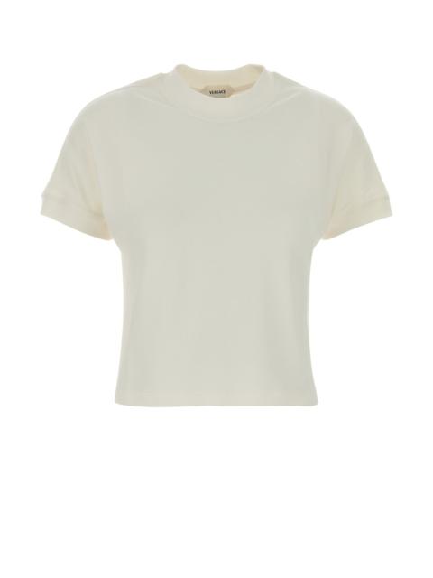 VERSACE Ivory stretch cotton t-shirt
