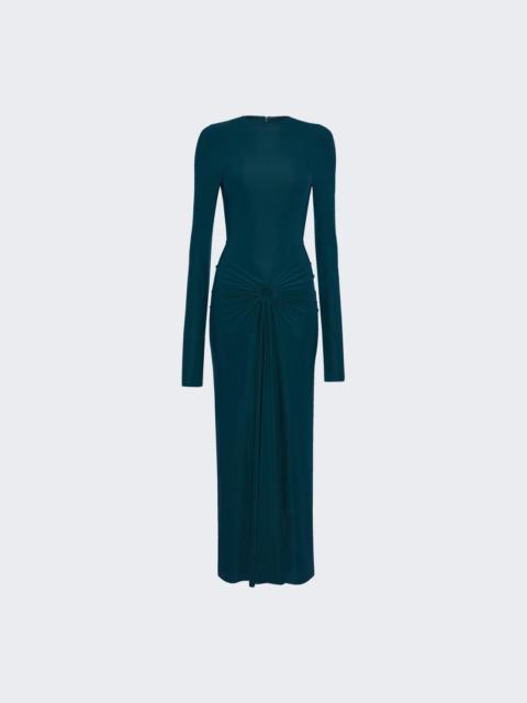 Victoria Beckham Long Sleeve Cut-out Gown Dark Teal