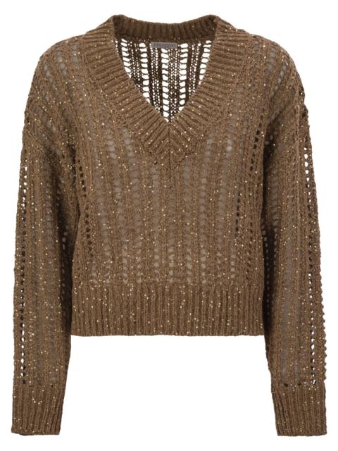 Brunello Cucinelli Brunello Cucinelli Women Silk And Linen V-Neck Sweater