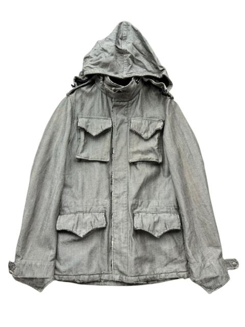 Other Designers Francist Mor.K.S M65 Distressed Silver Goth Denim Jacket