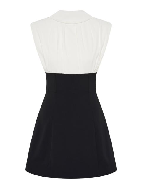 RACHEL GILBERT Dion Pleated Mini Dress black/white