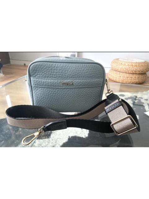 FURLA Blue Furla Avtil camera crossover grainy leather bag 