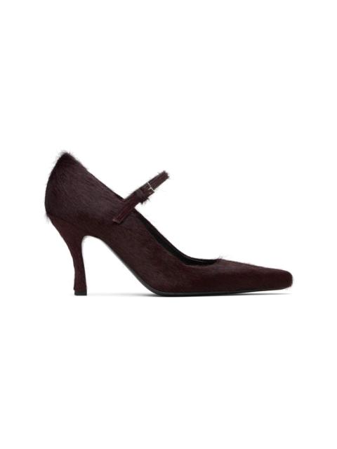 Loulou de Saison Burgundy Kabel Pony-Effect Leather Heels