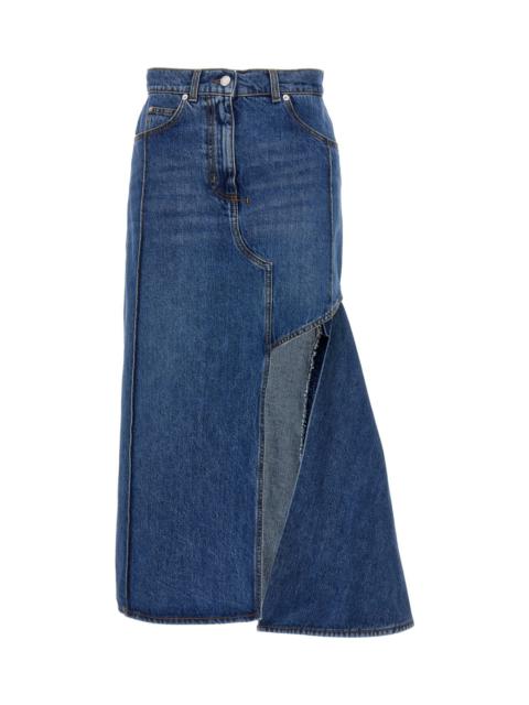 Alexander McQueen Pencil Denim Skirt With Cut-out